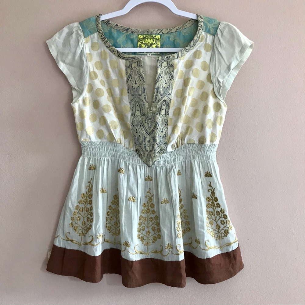 ANTHROPOLOGIE FLOREAT embroidered v-neck top 2